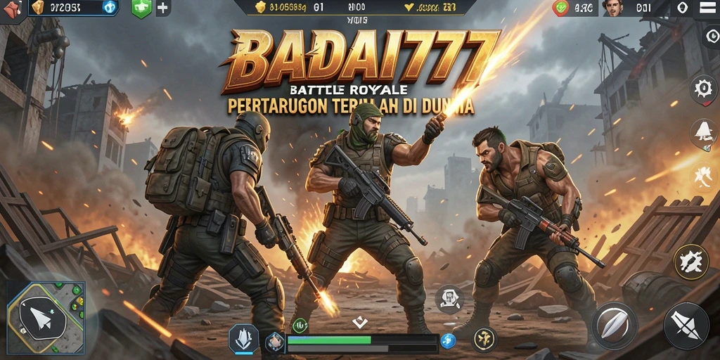 Tampilan gameplay seru BADAI777 dalam dunia Battle Royale yang kompetitif.