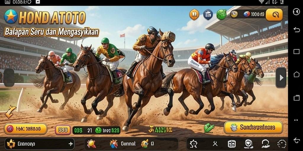 Screenshot HONDATOTO menampilkan aksi balapan seru dengan mobil yang cepat.