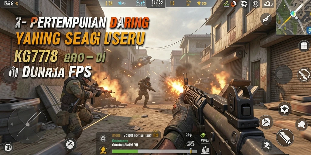 Screenshot KG778 menunjukkan aksi pertempuran intens di medan perang FPS.